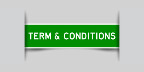 Label sticker green color in word term and conditions that inserted in gray background