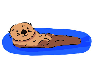 エサをほしがっているラッコ