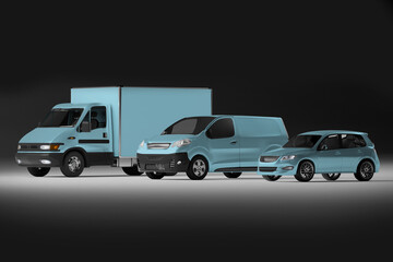Fototapeta na wymiar Mockup view of a Series of Vehicles - 3d rendering