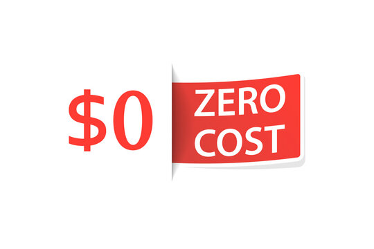 Zero dollar zero cost tag icon. Clipart image isolated on white background