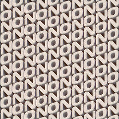Pattern with NO words from white 3d letters. Retro abstract art background. 3d rendering digital illustration