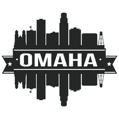 Omaha Nebraska USA Skyline Silhouette Design City Vector Art Famous Buildings Stamp Stencil. - obrazy, fototapety, plakaty