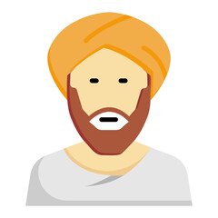 Arabic Beard Man Avatar Concept Vector Color Icon Design, Arab culture and traditions Symbol on white background, Islamic and Muslim practices Sign,