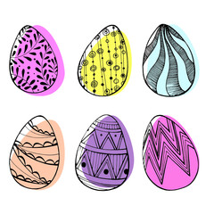 vector illustration . set of colored Easter eggs on a white background. hand drawing. 