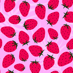 strawberry pattern. Vector seamless texture. Doodle sweet texture.