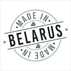 Made In Belarus. Stamp Rectangle Map. Logo Icon Symbol. Design Certificated. National Seal Badge Vector.