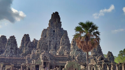 Fototapeta na wymiar Bayon temple in Angkor. Khmer Temple. Unesco World Heritage Site. Siem Reap Province. Cambodia. South-East Asia