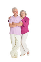 happy  senior couple  on  white background