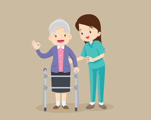 Obraz premium Nurse Caring for the elderly woman