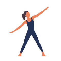 Fototapeta na wymiar A beautiful girl is engaged in gymnastics. Body workout. Health and beauty concept. Vector isolated flat illustration on a white background