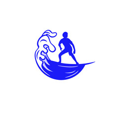 Surfing Logo Design. Surfer And Wave. Vector Illustration.