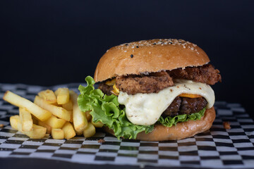 hamburger and fries