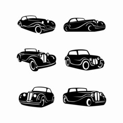 Collection of vintage classic car logo. Vector illustration.