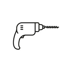 Electric hand drill icon. Repair, construction tool symbol.