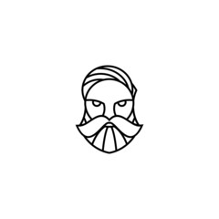 vector of man with beard logo design. outline style logo.