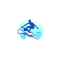 Surfing Logo Design. Surfer And Wave. Vector Illustration.