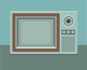 Vintage old TV set, color vector illustration for your designs. Retro technique.
