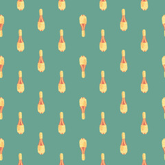 Little juggler maces ornament seamless pattern in doodle style. Light turquoise background. Simple design.