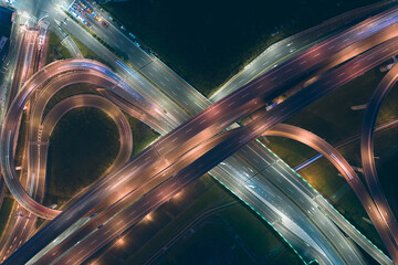 Traffic Circle Aerial View, Traffic concept image, gongguan traffic circle birds eye night view use...