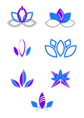 set of yoga symbols isolated on white background