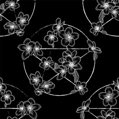 Pentagram occult symbol seamless pattern