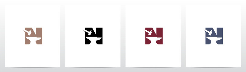 Anvil And Hammer On Letter Logo Design N