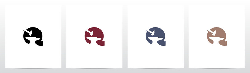 Anvil And Hammer On Letter Logo Design Q
