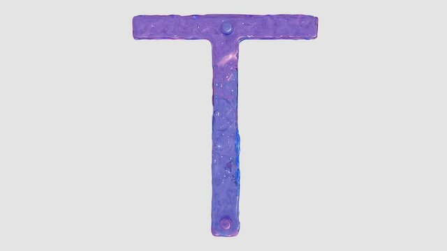 Liquid alphabet: letter T made from pink and blue HD animated liquid flows