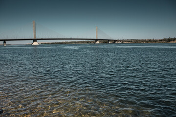 Fototapeta premium Nile the longest river in Africa. Primary water source of Egypt. Landscape with clear water river.