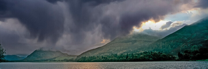 Stormy sky over Crummock Water in the Lake District England