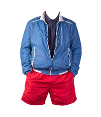 men's  jacket,  shirt and sports shorts isolated on white background. © vitalily_73