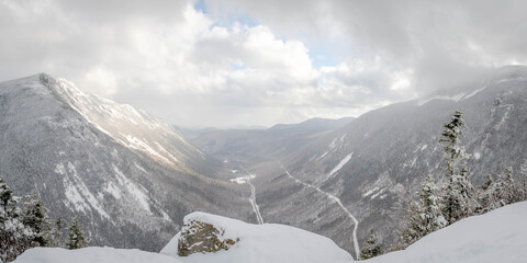 A cold Mount Willard, looking down on Crawford Notch NH