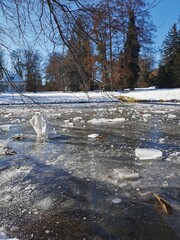gefrorener See im Park