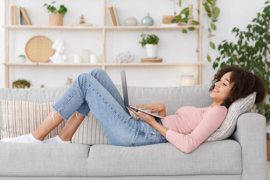 Relax with gadget, watching videos and chatting in social networks