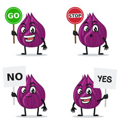 vector illustration of onion mascot or character collection set with sign theme