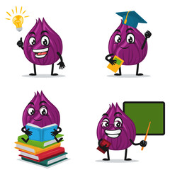 vector illustration of onion mascot or character collection set with education theme