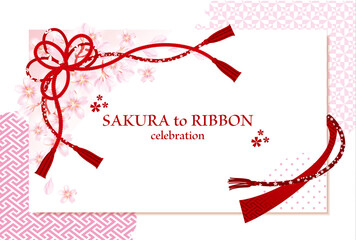 桜と和柄のベクターイラスト素材