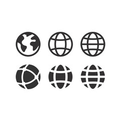 Globe web vector icon set. Planet Earth icons for websites.