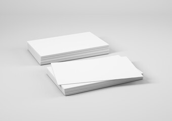 Stack of white business cards, template for brand identity.
