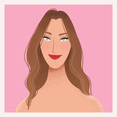 Beauty female portrait. Elegant woman avatar. Vector illustration - 414165928