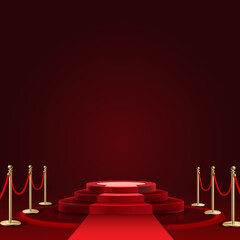 Round steps with red carpet