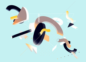 Abstract illustration of isometric geometric shapes..