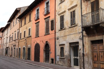 Fototapeta na wymiar Street View with Historic Buildings in Leonessa, Italy