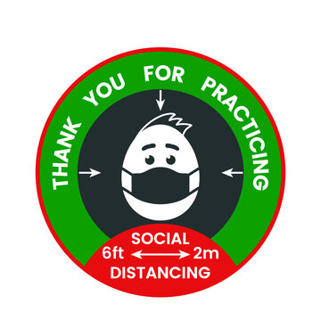 Floor sticker about social distance during covid-19 pandemic for easter holiday.