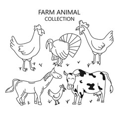 hand drawn cute animal farm collection