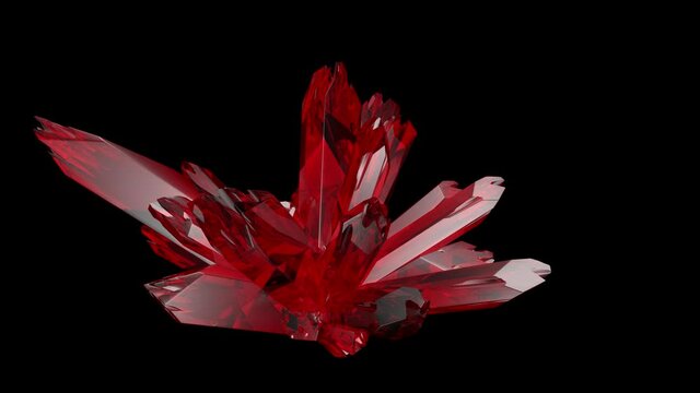 Formation of a red precious ruby crystal.