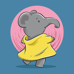 Cartoon illustration of cute elephant dancing. mascot and icon animals