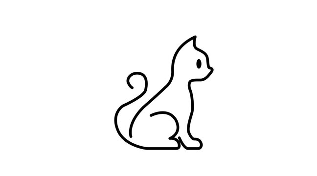 Cat icon. Black and White Isolated Line Illustration of Cat