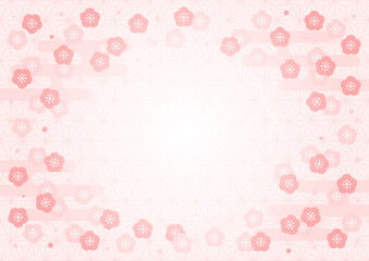 梅の花模様の背景イラスト
