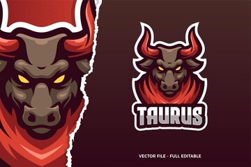 Wild Bull Animal E-sport Game Logo Template